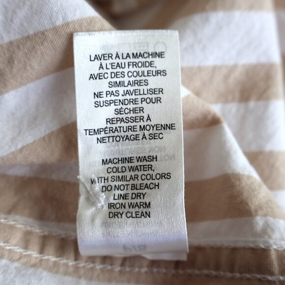Tan/White Striped Button Up Shirt - Size S - Ladies Relaxed Fit Blouse - Picture 11 of 11